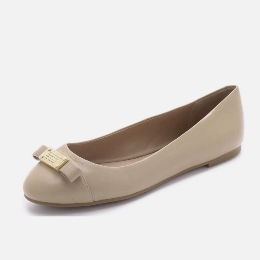 Marc By Marc Jacobs Nude Bow Ballet Flat with Gold Plaque